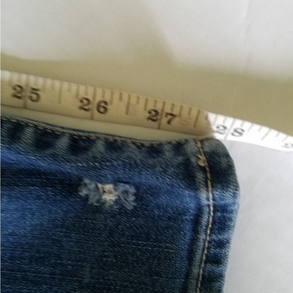 American Eagle Mid Wash Blue Distressed Ripped Mid Rise Skinny Jeans Size 00 - Picture 6 of 8